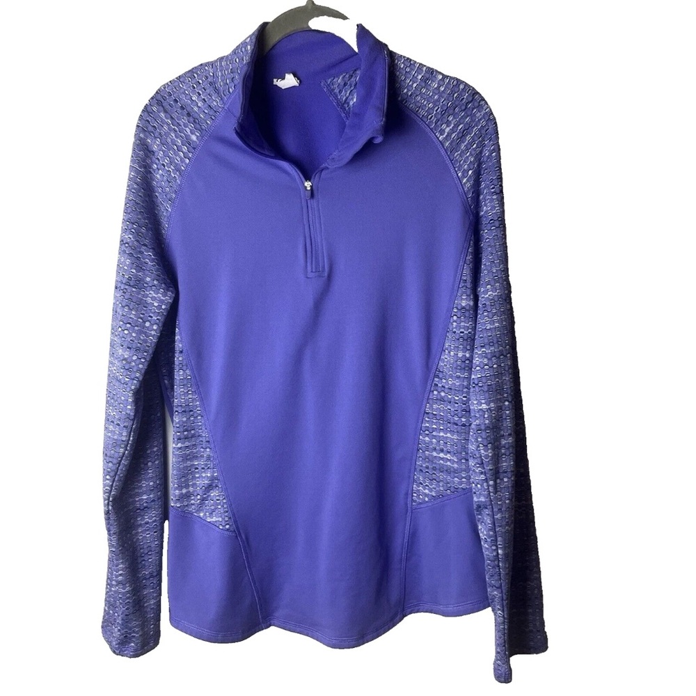 Athletic Works Women's Top Size Large Long Sleeves 1/4 Quarter Zip Purple Blue